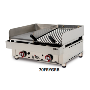 Frytops a Gas Acero Rectificado 15 mm. con Barbacoa de Piedra Volcánica 70FRYGRB