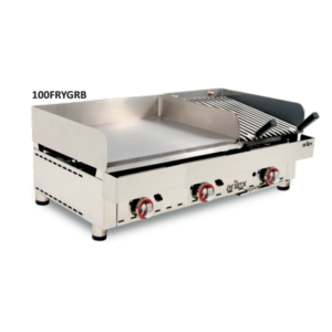 Frytops a Gas Acero Rectificado 15 mm. con Barbacoa de Piedra Volcánica 100FRYGRB