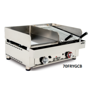 Frytops a Gas Acero 15 mm. con Baño Cromo Duro con Barbacoa de Piedra Volcánica 70FRYGCB