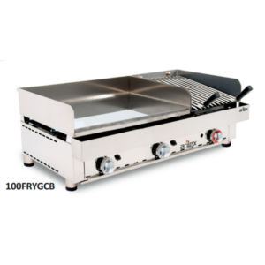 Frytops a Gas Acero Rectificado 15 mm. con Barbacoa de Piedra Volcánica 100FRYGCB