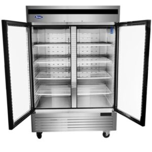 ARMARIO REFRIGERACION 2 PUERTAS DE CRISTAL EN ACERO INOX 1382×805×1987mm